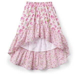 American Girl & Love Shack Fancy Collab Pink Floral Ruffle Hi-Low Skirt, 7/8